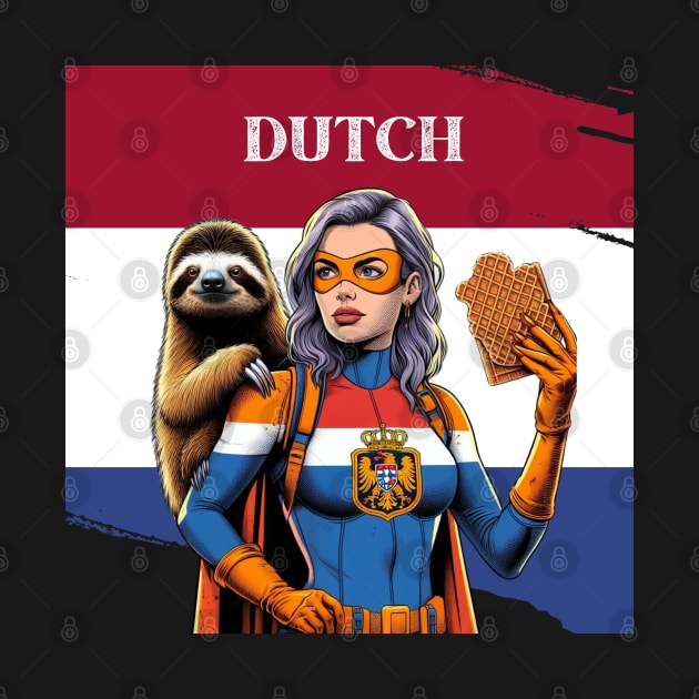 Dutch: 80's Female Comic Book Hero with Sloth by Woodpile