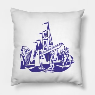 Wonderful World of Vacations Blue Pillow