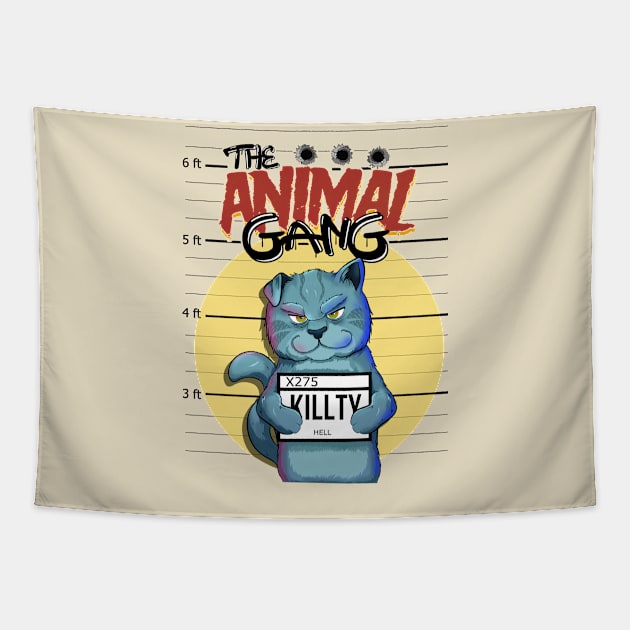 the animal gang cat urban style Tapestry by the house of parodies