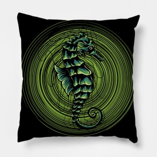 Sea horse in circle Pillow