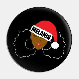 Melanin Christmas Santa Hat Afro Puffs Pin