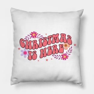 Christmas is here - retro vintage groovy design Pillow