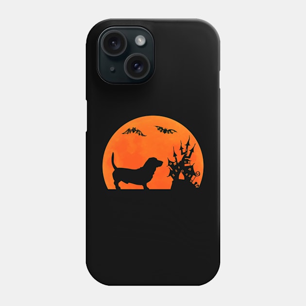 Awesome Funny Basset Hound Gift for Halloween - Dog Silhouette Sunset Design Phone Case by mahmuq