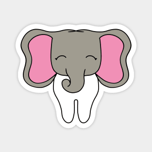 Cute Molar with Elephant head illustration - for Dentists, Hygienists, Dental Assistants, Dental Students and anyone who loves teeth by Happimola Magnet