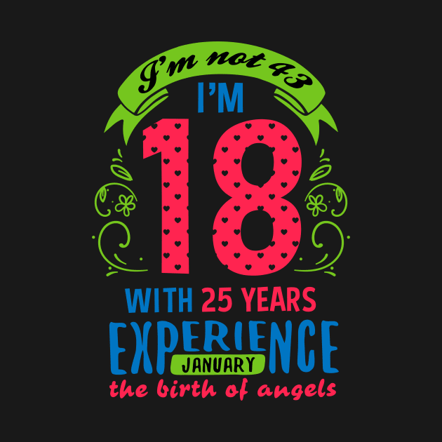 January Girl 43 Years Old I'm Not 43 Birthday by simplecreatives