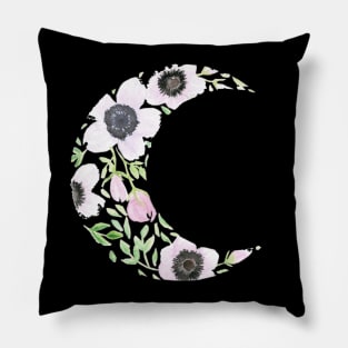 Floral Moon - Loose Watercolor Flower Wreath Pillow