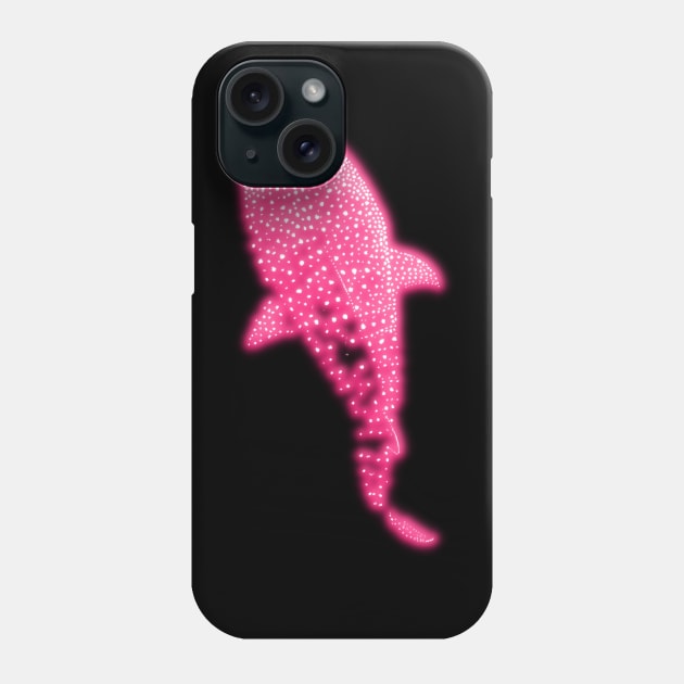 Glowing Pink Neon Whale Shark Optical illusion Phone Case by la chataigne qui vole ⭐⭐⭐⭐⭐