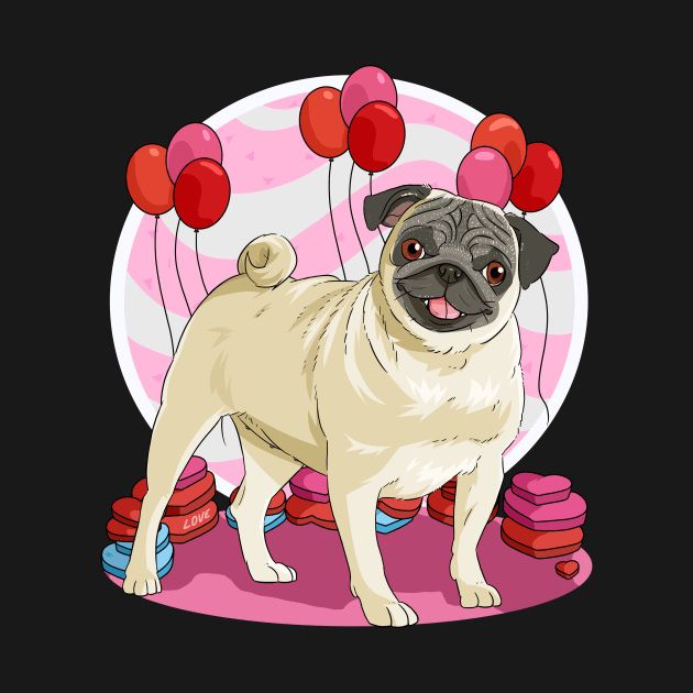 Pug Valentines Day Heart Dogs Puppy Love by Noseking