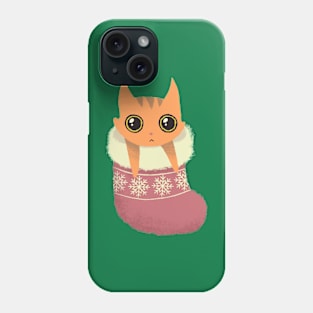 Kitty xmas stocking Phone Case