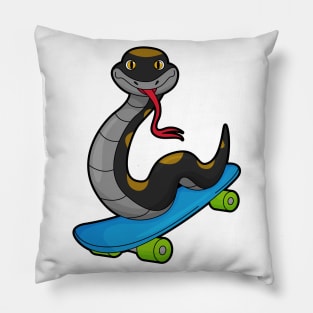 Snake as Skater with Skateboard Pillow