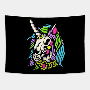 Skeleton horse rainbow Tapestry