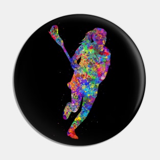 Lacrosse watercolor art Pin