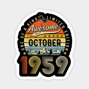 Awesome Since October 1959 Vintage 64th Birthday Magnet
