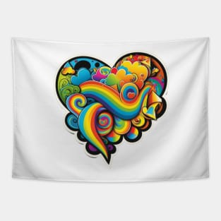 Groovy Psychedelic Heart Tapestry