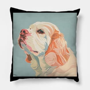 Retro Clumber Spaniel: Pastel Pup Revival Pillow