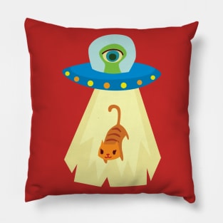 UFO cat abduction Pillow