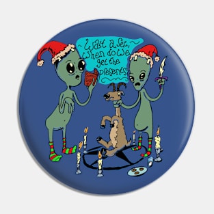 Aliens and Santa Pin