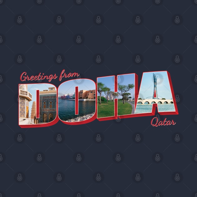 Greetings from Doha in Qatar Vintage style retro souvenir by DesignerPropo