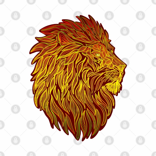 Lion’s head with thick mane in Rasta colors by DaveDanchuk