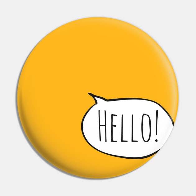 Cheerful HELLO! with white speech bubble on yellow Pin by Ofeefee