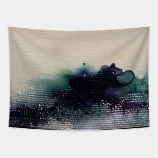 Abstract art in teal, gold and purple Tapestry