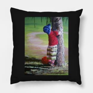 Child hugging a tree Pillow