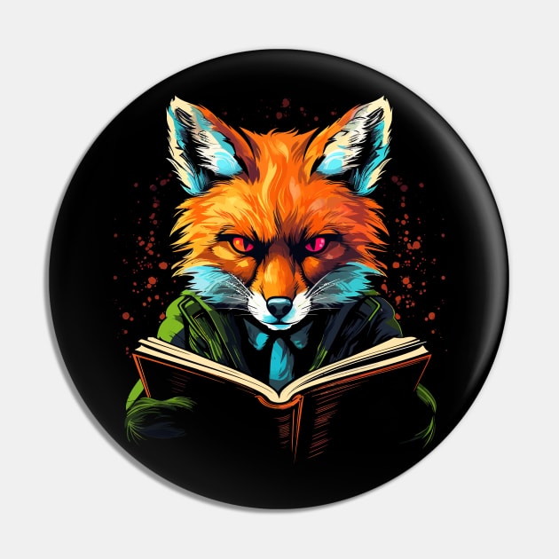 Red Fox Reads Book Pin by JH Mart