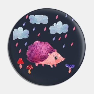 Cute Hedgohg Painting Hand Drawn Pin