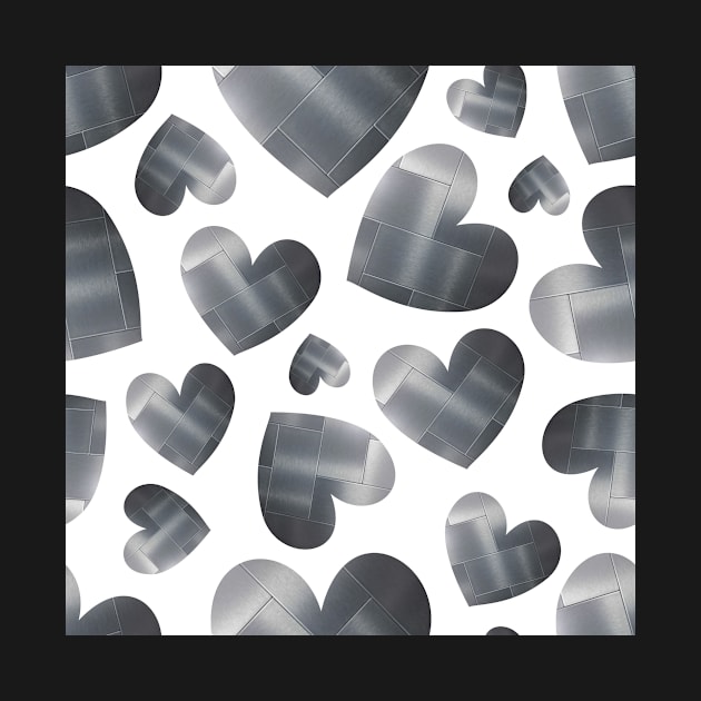 An abundance of silver hearts on white by YamyMorrell