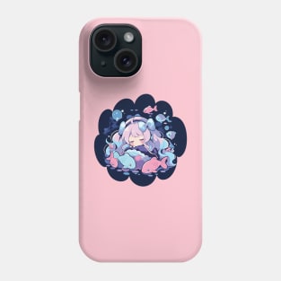 Adorable Anime Chibi Pisces Zodiac Sleeping Little Astro Girl Phone Case