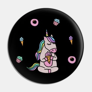 Cute Unicorn Yoga Meditating, Dessert Lover Pin