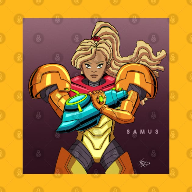 Melanated Samus by theartofjoeoseibonsu