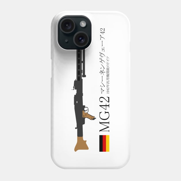 MG42 Maschinengewehr 42 Historical 1942 German general-purpose machine gun. black in Japanese マシーネンゲヴェーア42 1942年汎用機関銃のドイツ Phone Case by FOGSJ