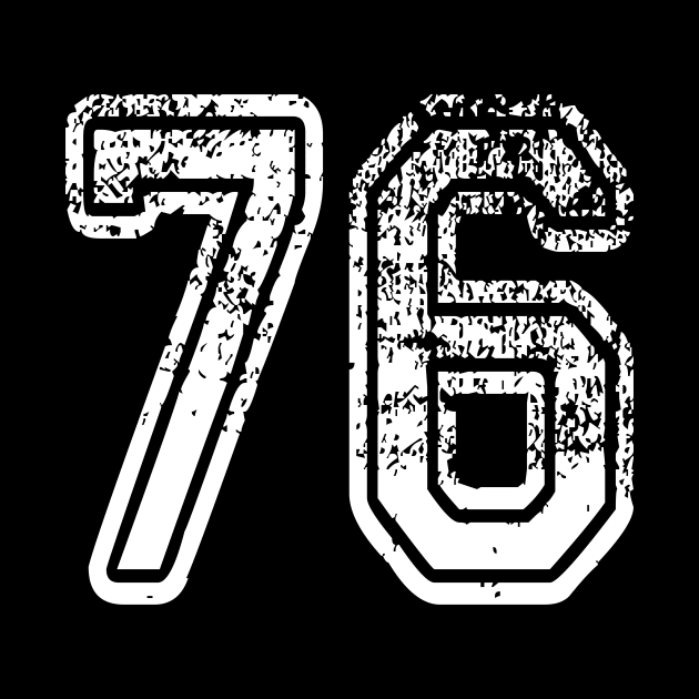 Number 76 Grungy in white by Sterling