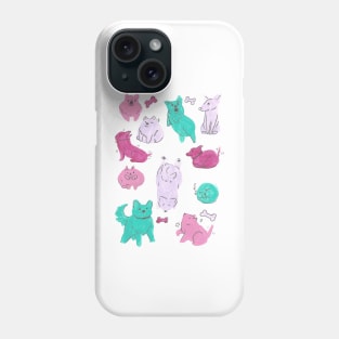 Minimalist Dog Pattern - Cute Pink and Green Pattern Phone Case
