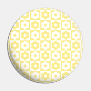 Yellow and White Checkered Flower Pattern Pin