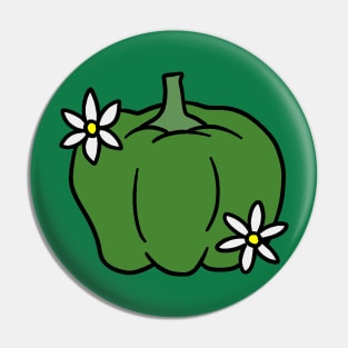 Green Pepper with Blossoms Pin