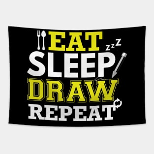 Eat Sleep Draw Repeat Tapestry