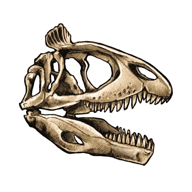 Dinosaur Skull Cryolophosaurus Sticker by CassWArt