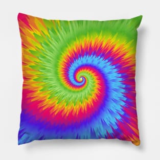 Tie Dye 01, bright rainbow Pillow