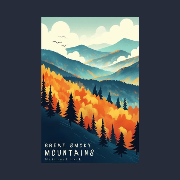 Great Smoky Mountains national park travel poster by GreenMary Design