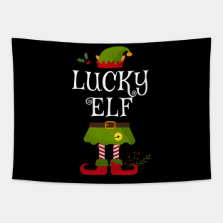 Lucky Elf Shirt , Family Matching Group Christmas Shirt, Matching T Shirt for Family, Family Reunion Shirts Tapestry