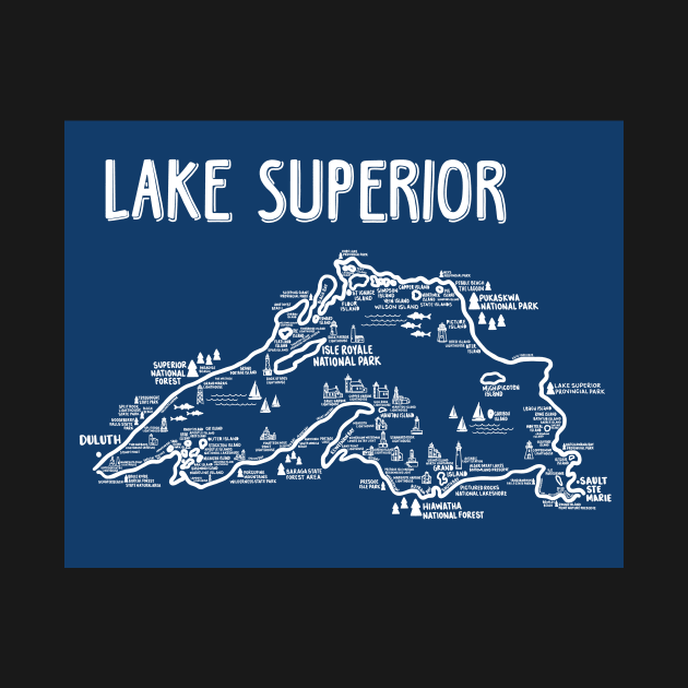 Lake Superior Map by fiberandgloss