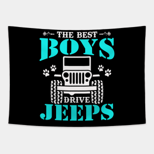 The Best Boys Drive Jeep Cute Dog Paws Father's Day Gift Jeep Boy Jeep Men Jeep Kid Jeeps Lover Tapestry