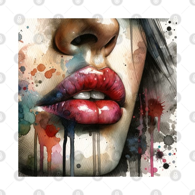 Watercolor Women Lips #1 by Chromatic Fusion Studio