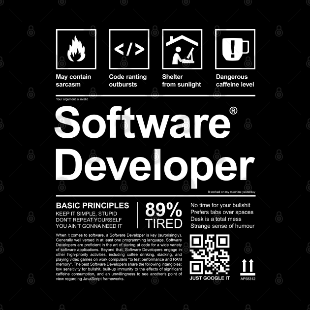 SOFTWARE DEVELOPER LABEL by officegeekshop