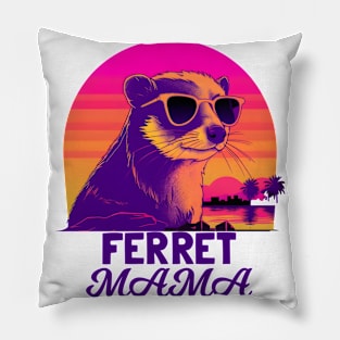 Synthwave Style Ferret Mama Pillow
