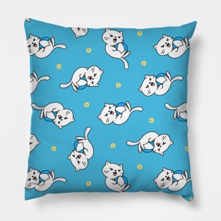 White cats playing ball Pillow