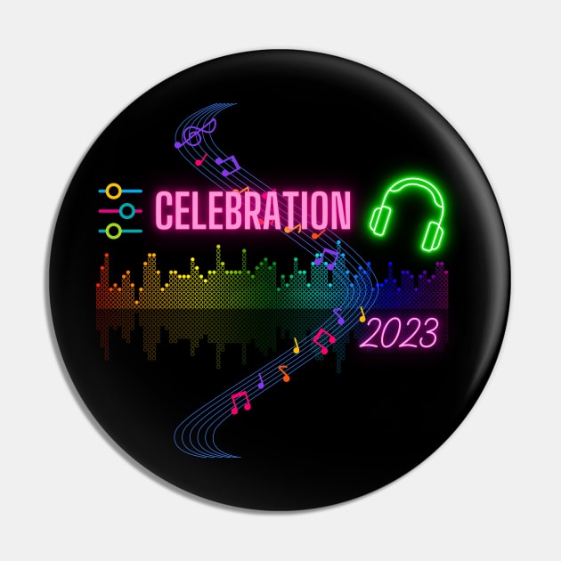 2023 New Year Celebration, Music Beat Pin by MAii Art&Design
