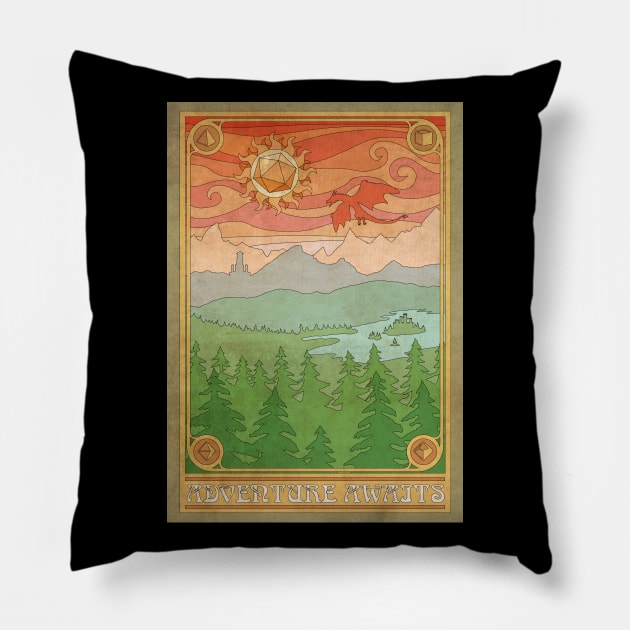 Adventure Awaits Pillow by Natural 20 Shirts